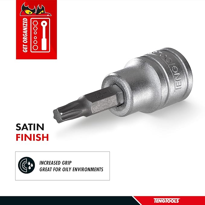 Teng Tools TX27 1/4 Inch Drive Metric Torx TX Chrome Vanadium Socket | Mechanic Tool | Hand Tool - M141227T-C