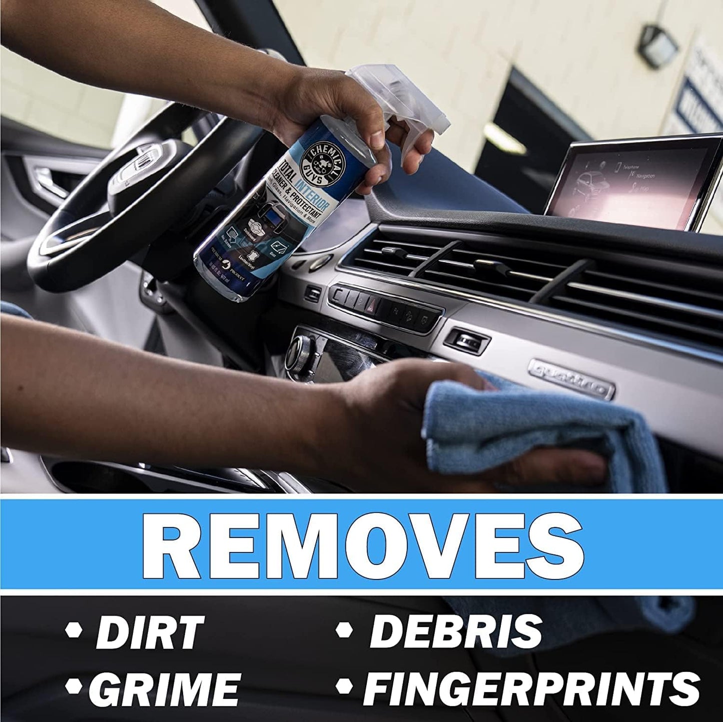 Chemical Guys Total Interior Cleaner & Protectant, Cleans & Protects Leather, Vinyl, Plastic, Rubber & Glass Streak-Free Finish for Cars, Trucks, SUVs, RVs & More - 128 oz