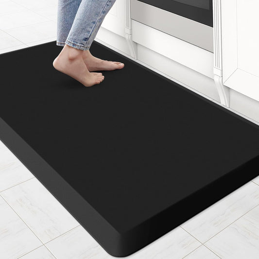 KitchenClouds Kitchen Mat Cushioned Anti Fatigue Rug 22"x36" Waterproof, Non Slip, Standing and Comfort Desk/Floor Mats for House Sink Office (Black,0.8inch)
