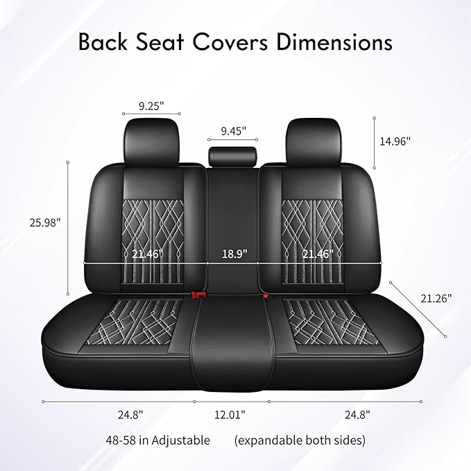 Huidasource Leather Seat Covers Full Set, Waterproof Breathable Car Seat Cover for Sedan SUV Pickup Truck, Universal Fit for BMW for Buick for Subaru for Lexus for Volvo (Full Set/Black&White)