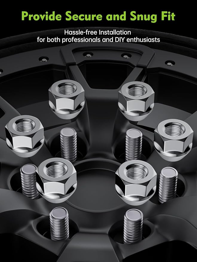 3/8"-24 Open End Lug Nuts - Replacement for Polaris Magnum RZR Sportsman Xplorer ATVs Wheel, Chrome 16PCS 17mm Hex 16mm Height Conical Bulge Seat Lug Nuts