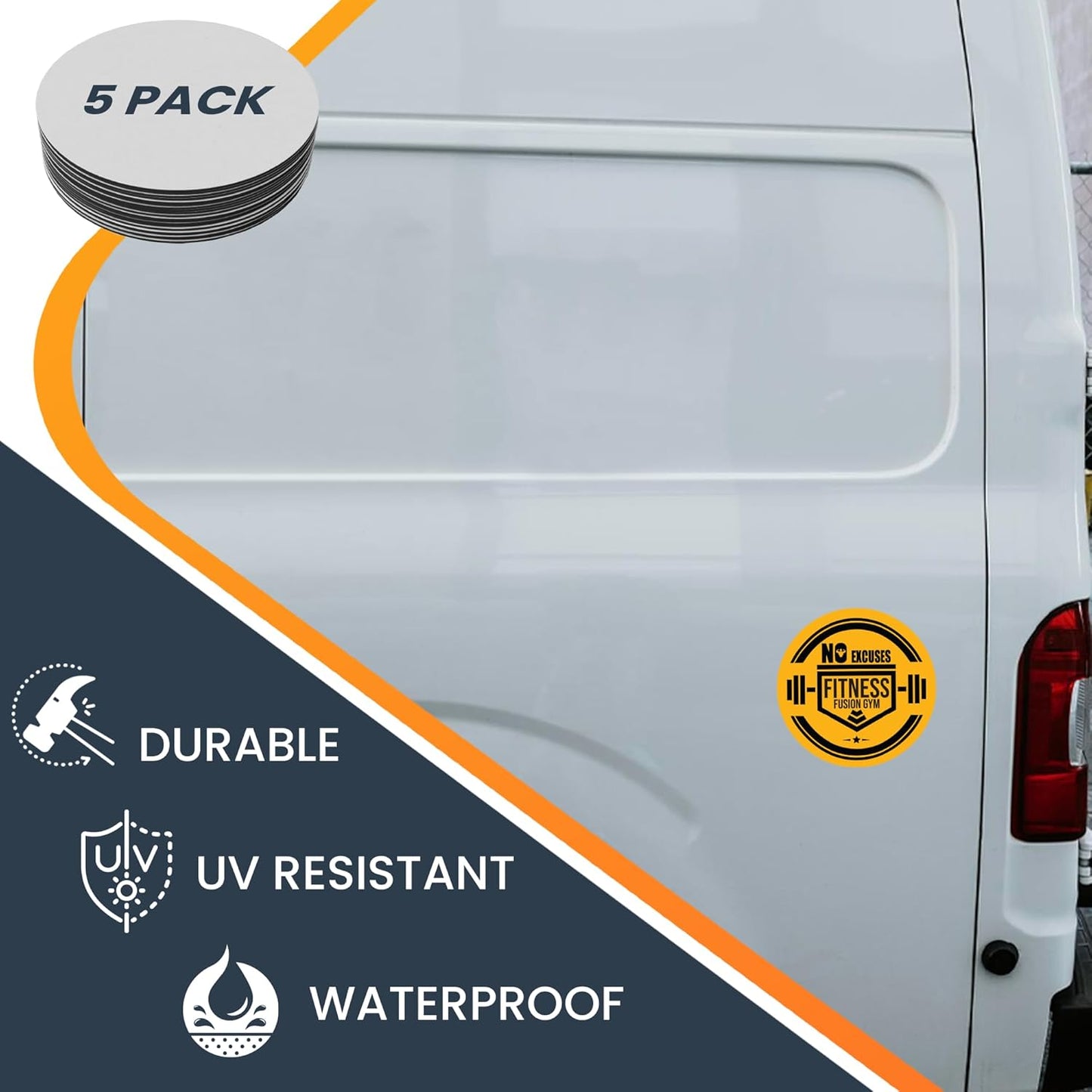 Magnet Me Up Customizable 30 Mil Round Magnet- 6”, 5 PK Weatherproof Car Magnet for Businesses, Sports Teams, Fundraiser, Personal Expression- Custom Text & Logo- Strong Magnetic Vinyl for Vehicles