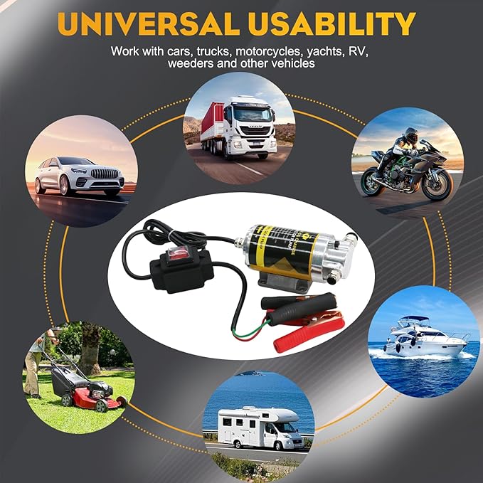 Engine Oil Pump, 12V 100W Electric Oil Extractor Pump Kit, Portable Gear Oil Pump with Pipes, Fluid Suction Transfer Pump for Boats, Cars, RVs, Trucks, Motorcycles, Lawnmowers