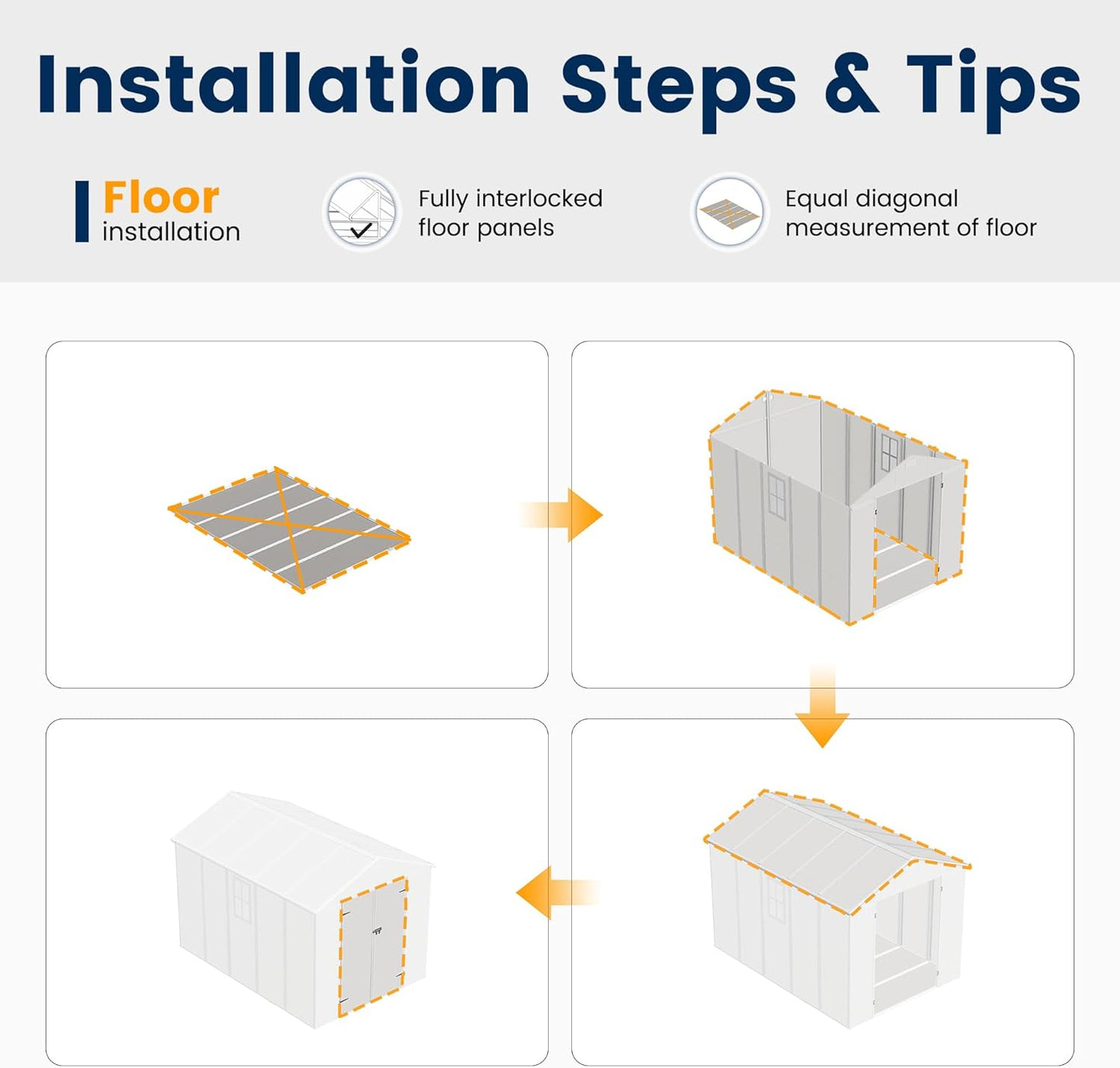 UDPATIO Outdoor Storage Shed 8 x 10 FT, Resin Garden Sheds with Floor Plastic Patio Outdoor Storage with Lockable Door for Tool, Bike, Garbage Sandstone