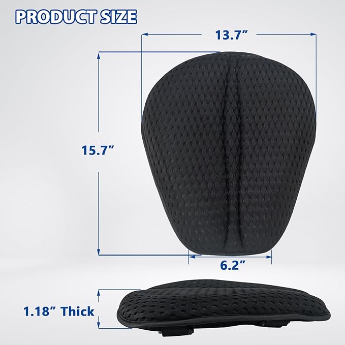 AEROiVi Airflow Pro Motorcycle Seat Pad – Ultra-Breathable 3D Mesh & Quick-Dry Fabric | 1.18" Thick Ergonomic Support | Anti-Slip Silicone Dots | Machine Washable for Easy Cleaning