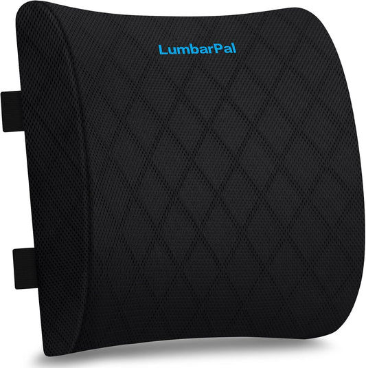 Lumbar Support Pillow for Office Chair Back Support Lumbar Pillow for Car, Gaming, Office Chair - Improve Sitting Posture & Back Pain Relief, Memory Foam, Adjustable Straps, Black