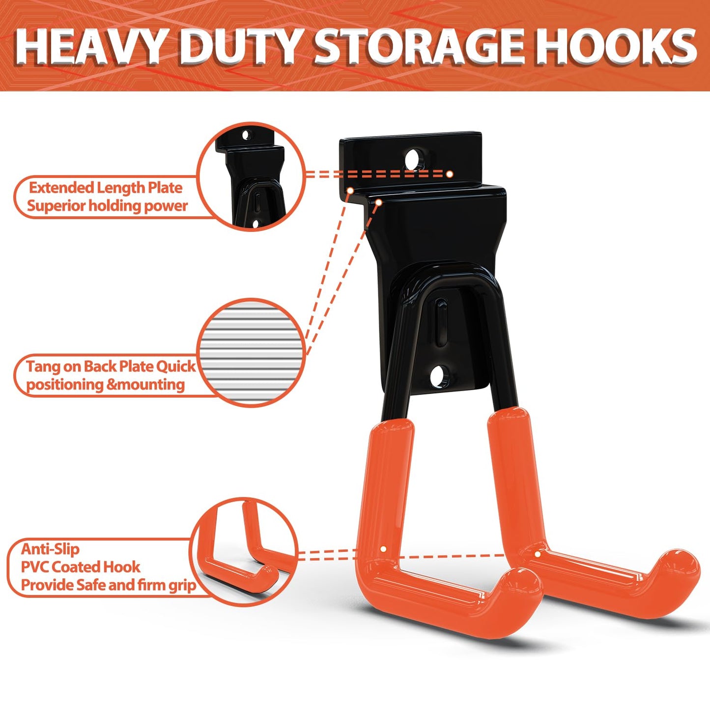 3-H Slat Wall Hooks 12 Pack 4.5 Inch, Slatwall Hooks U Shape,Slatwall Accessories Heavy Duty for Space Saving Used as Proslat Accessories(Orange)