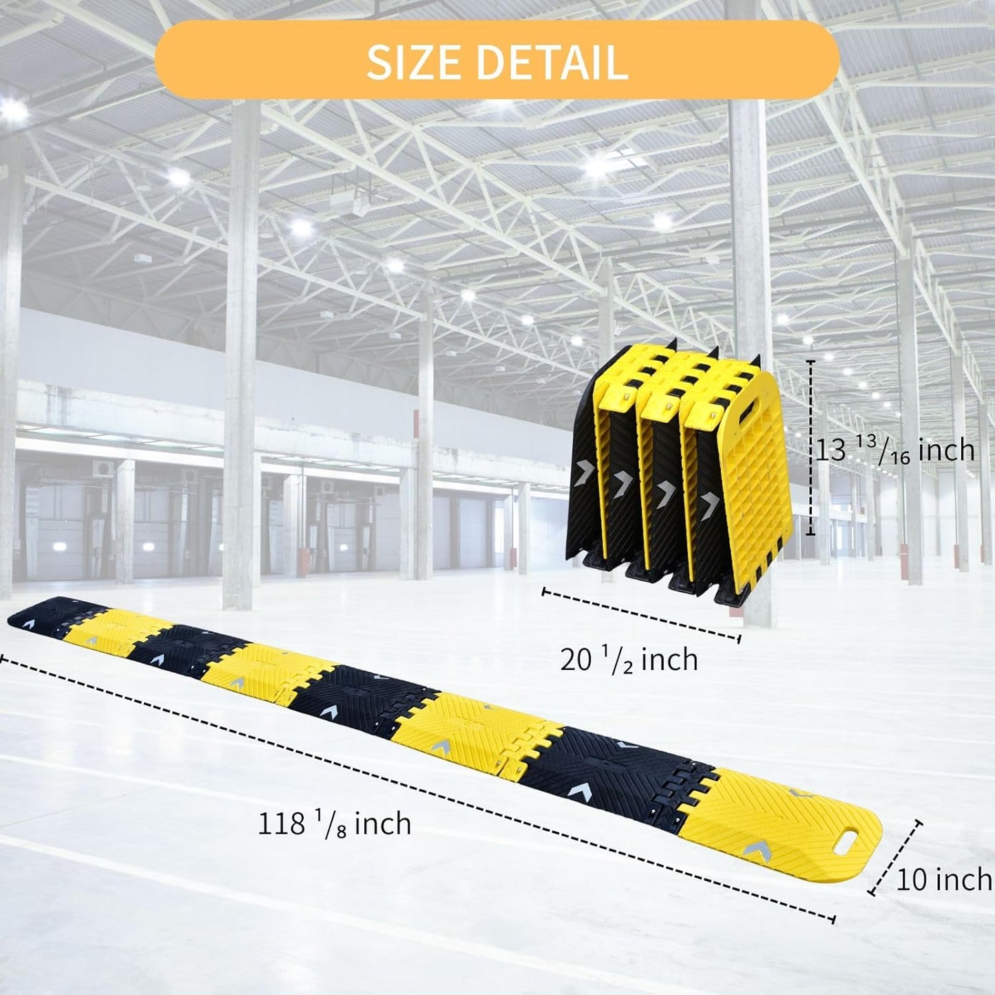 Collapsible Speed Bumps for Road - 10 Ft Portable Traffic Hump for Driveway, Parking, Asphalt to Gravel (Portable Speed Bump 10 Ft)