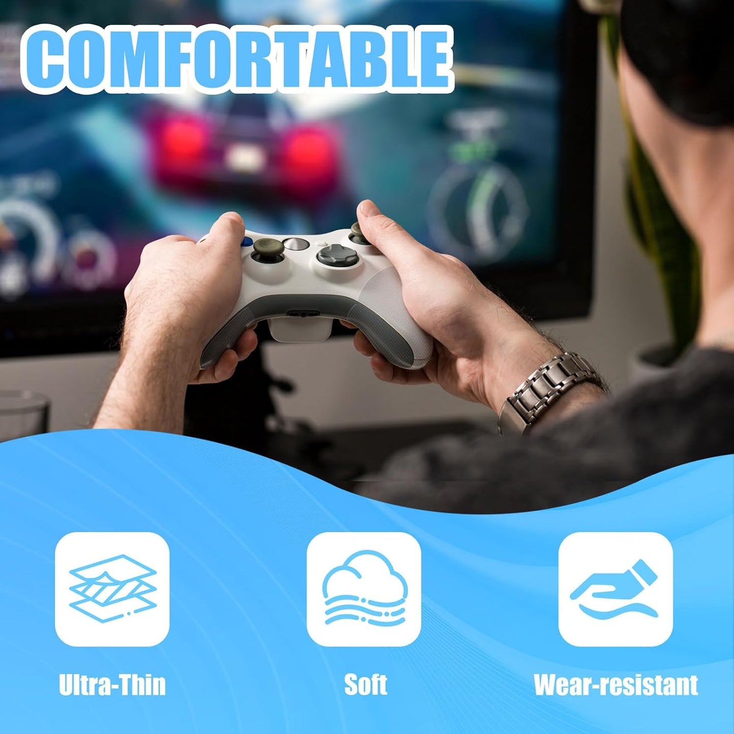 Rubber Grip Tape, Ultra-Thin Strong Adhesive Anti-Slip Waterproof Heat Resistant Wear-Resistant Cushion Pad, Making Handles or Contact Surfaces Safer, with Grip and Comfort (Clear, 1In x 10Ft)