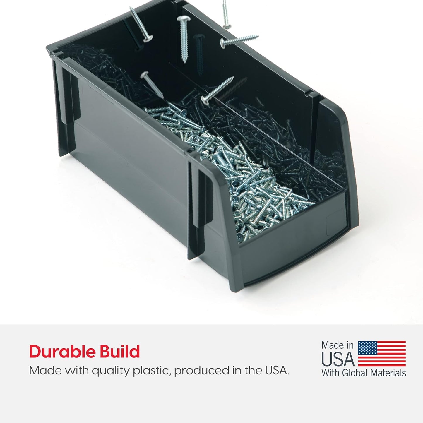 IRIS USA Stackable Storage Bins Open Front, 12 Pack, Plastic Hanging Organizer Caddy Basket for Hardware Crafts, Small Parts, Nuts and Bolts, Garage Tool Storage, Small, Black