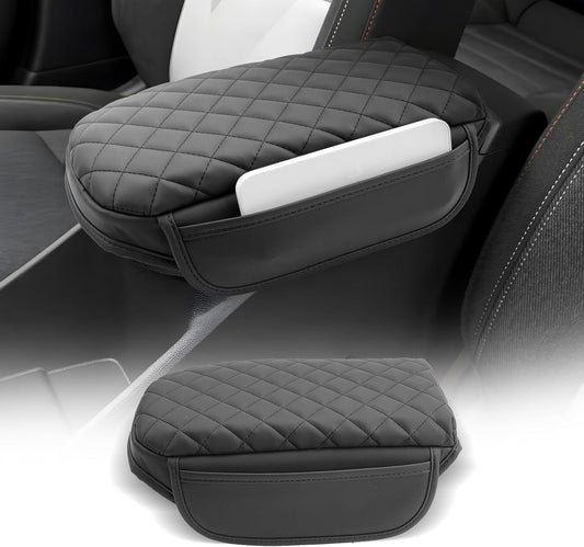 CDEFG for Chevrolet Trax 2024-2025 Center Console Cover Armrest Box Cover for Chevy Trax (LS, 1RS, LT, 2RS, ACTIV) Accessories Arm Rest Protector Leather Checkered Padded Side Pocket