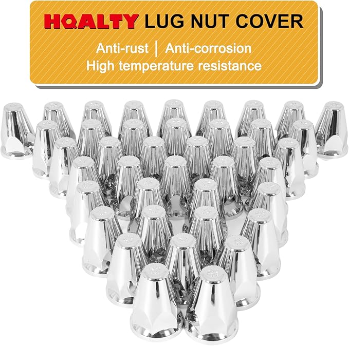 40Pcs Lug Nut Covers 33mm Bullet Flanged ABS Chrome Plastic Push-on Anti-Rust Standard Flanged Nut Covers for Semi Trucks, Trailers, Trucks, RVs