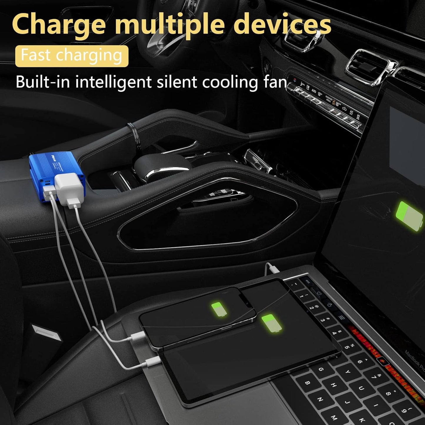 150W Car Power Inverter DC 12V to 110V AC Converter with 3.1A Dual USB Power inverters for Vehicles,Road Trip Essentials Camping Accessories Blue