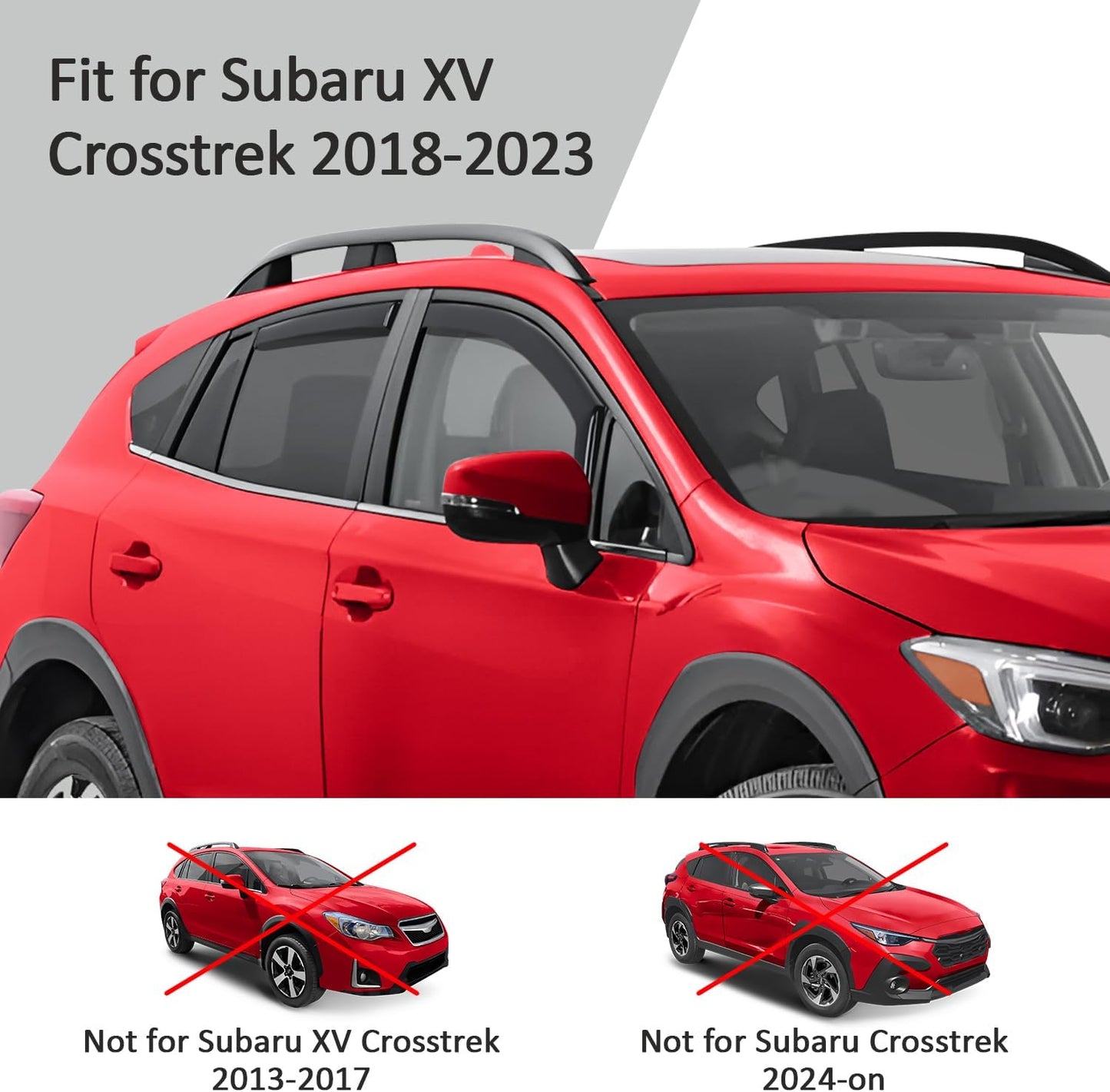 Voron Glass in-Channel Extra Durable Rain Guards for Subaru XV Crosstrek 2018-2023/Subaru Impreza 2017-2023 Hatchback, Window Deflectors, Vent Window Visors, 4 Pieces - 200477