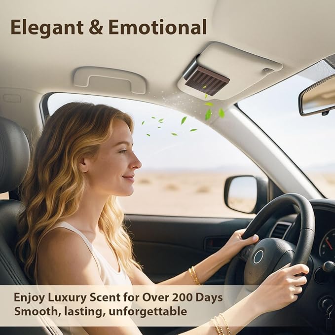 Car Freshener Car Air Diffuser for Sun Visor with Aroma Stone Magnet Clip – Luxurious Fragrance Oil Scents– Lasts 90 Days – Made in USA (0.34 FL Oz 3 PCS Set, Amber Vanilla-Aroma Stone)