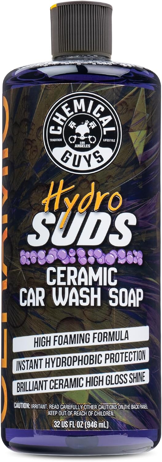 Chemical Guys HydroSuds Ceramic SiO2 Shine High Foaming Car Wash Soap (Works with Foam Cannons, Foam Guns or Bucket Washes) for Cars, Trucks, Motorcycles, RVs & More, 32 fl oz, Berry Scent - CWS21232