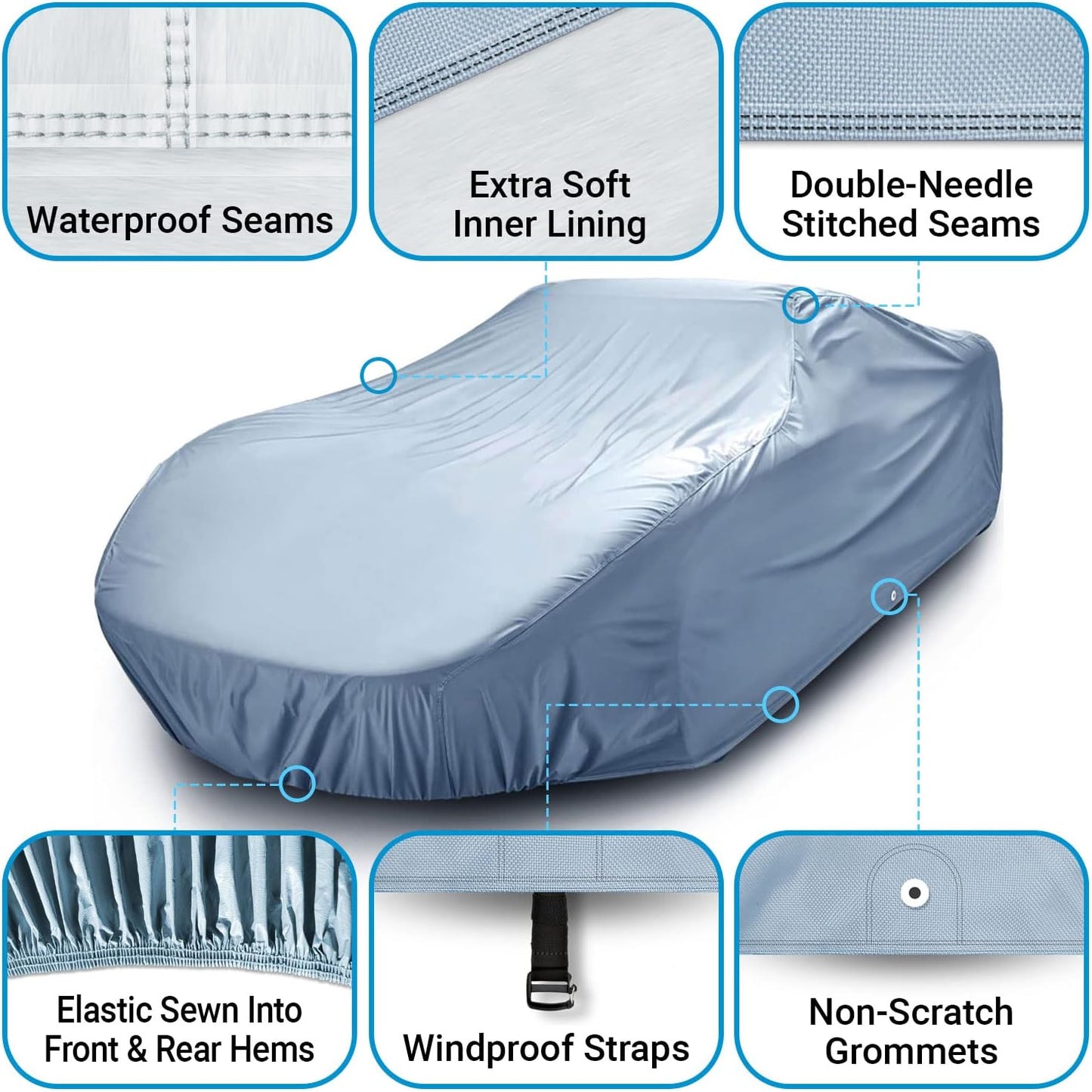 iCarCover Premium Car Cover for 1964-1977 Pontiac Lemans Wagon Heavy Duty Waterproof All-Weather Automobiles Custom Fit Indoor Outdoor UV Snow Protection Covers with Straps and Bag