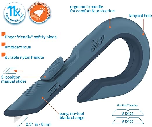 Slice Box Cutter, Heavy Duty Utility Knife, Safe Ceramic Blade Lasting 11x Longer than Metal, Slate, 1 Pack