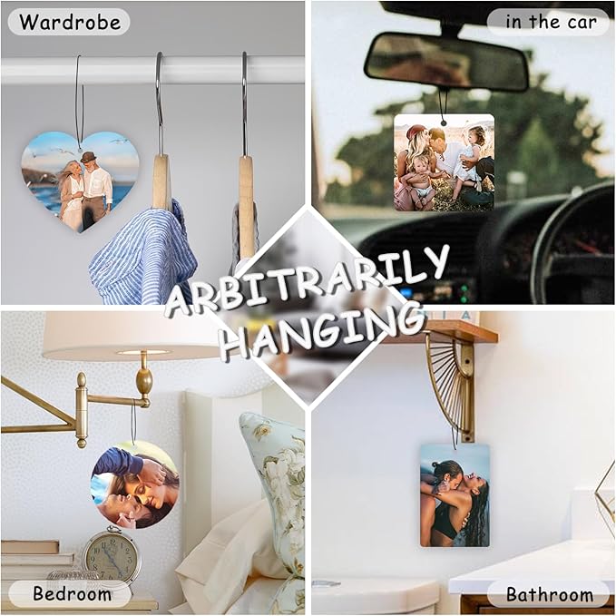 Custom Air Fresheners with Picture - Personalized Double Sided Photo Air Freshener, Customized Air Freshener for Car Wardrobe Bathroom Hanging Ornaments (A3-Square)