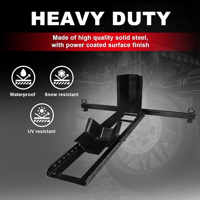 Big RED Motorcycle Trailer Wheel Chock: Adjustable Heavy-Duty Steel Motorcycle Stand Wheel Tire Chock for 16"-25" Off-Road and Standard Motorcycles, Upright 1800lbs Capacity