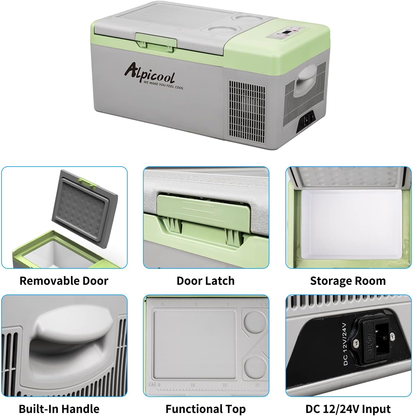 Alpicool Y16T Portable Fridge 12 Volt Car Refrigerator 16 Quart Freezer for Fishing, Camping, RV, Truck, Boat-12/24V DC