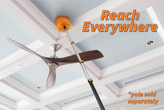 Cobweb Duster Head Brush // Spider Web Brush for Outdoor & Indoor Web Cleaning // Twist-On Corner Duster Fits Standard Acme Threaded Extension Poles // Best Cobweb Brush Head (Pole Sold Separately)