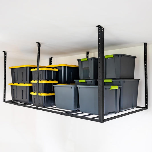 StoreYourBoard 4 x 8 Overhead Garage Storage Rack, Ceiling Shelf Overhead Organization, Heavy Duty Steel Platform Holds 700 lbs, 96 in. x 48 in. x 40 in.