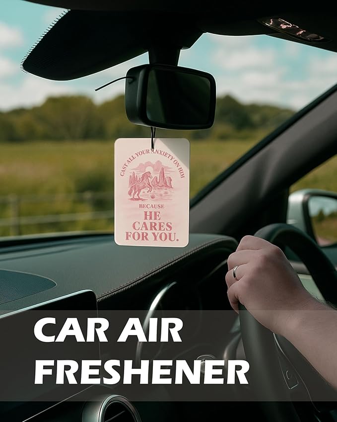 Pink Western Christian Cologne Car Air Freshener 4 Pcs, Retro Cowgirl Bible Verses Hanging Air Freshener for Cars Bathroom Dorm Books Decor, Western Religious Accessories Gifts for Women Girls