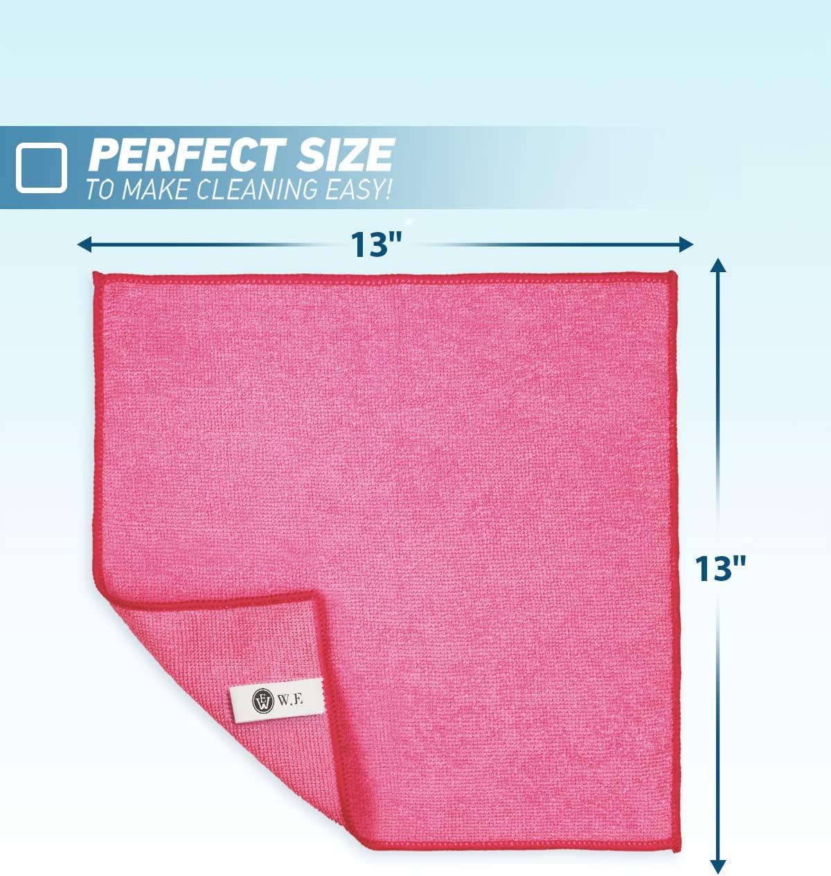 Microfiber Cleaning Cloth-50Pcs (13x13 inch) Ultra Soft Highly Absorbent Rags, Reusable and Lint Free Cleaning Towels for Housekeeping-Machine Wash (HotPink)