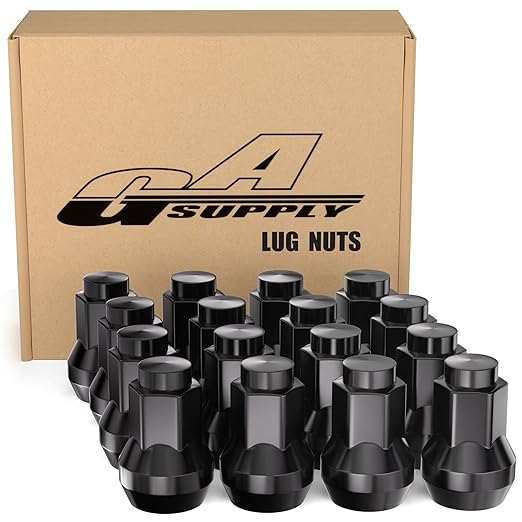 GAsupply 3/8-20 ATV Lug Nuts 14mm Hex, 10x1.25mm Closed End Acorn Tuner Black Lug Nut 1.2" 30mm Tall Conical Seat 60 Degree for Aftermarket Wheels, 16 Pcs