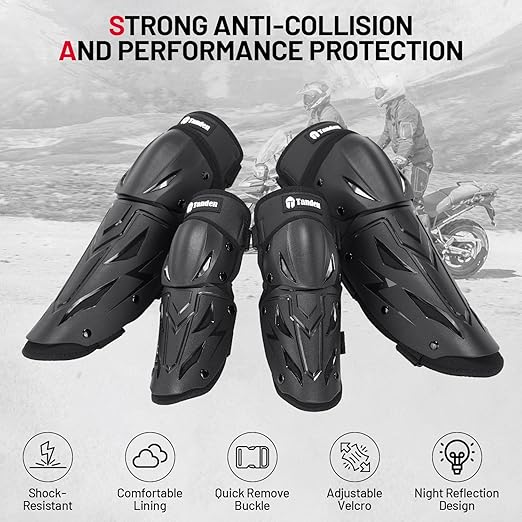Motocross Knee Pads Motorcycle Elbow Pads Guards 4Pcs, Motorcycle Knee Guards for Men Leg Protection Armor Motocross Knee and Shin Guards Dirt Bike Crashproof Adult Protective Gear