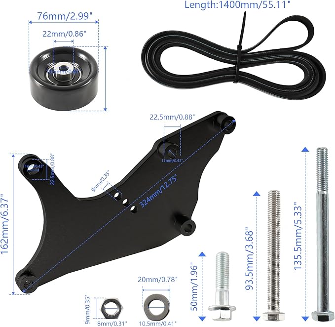 LS Truck SUV Dual Alternator Bracket Kit for GM 4.8L 5.3L 6.0L 6.2L Vortec V8 Engine 1999-2013,for Chevy Tahoe Suburban Silverado, GMC Yukon, for Cadillac Escalade, Hummer H2 (Black)