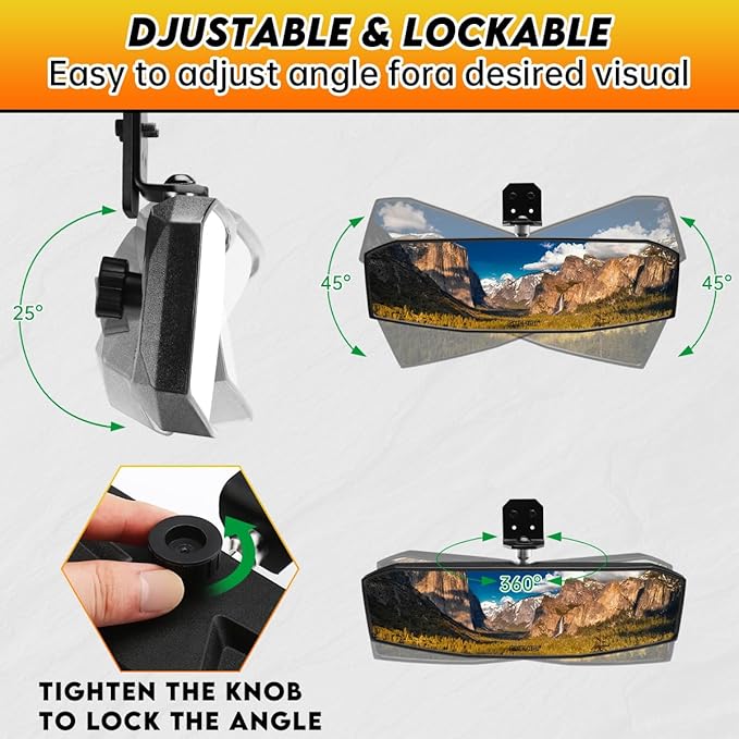 UTV Side Mirrors + Center Rearview Mirror Kit,Compatible with Polaris Ranger 1000 900 570(The Center Mirror is Only Suitable for Models with Drop-Down Mounting Holes,Not Compatible with Full-Door)