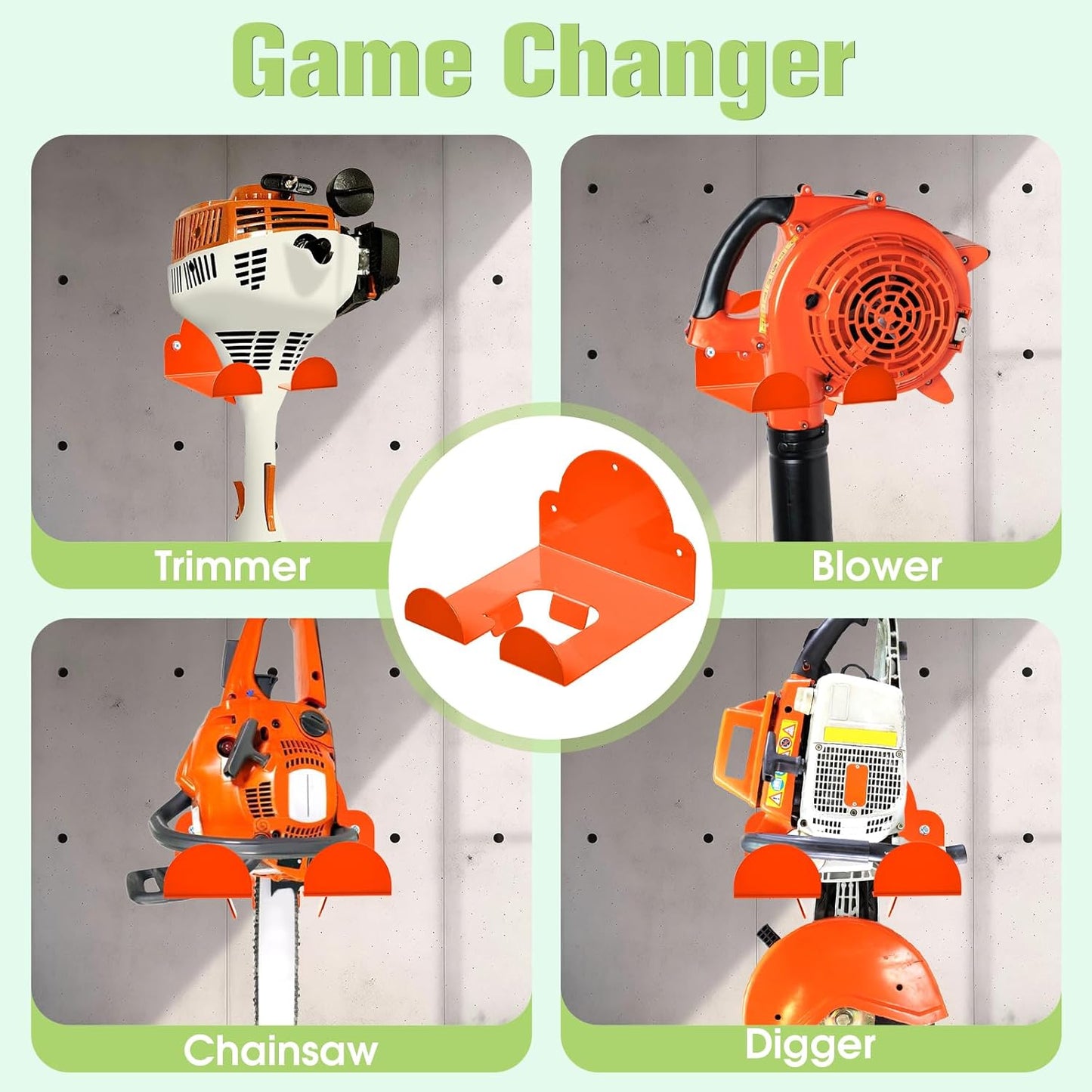 Garage Storage Organizer Electric Tool,Wall Mounted Installation Suitable for Gardens and Sheds,Used As A Wall Bracket for Lawn Mowers,Leaf Blowers,and Lawn Mowers(Orange,1 Pack)