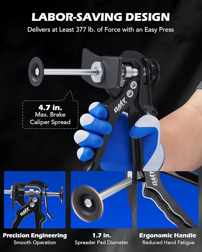 Orion Motor Tech Speedy Brake Caliper Compressor, Heavy Duty Single Dual Brake Piston Compressor Tool for Brake Pad Replacement, Disc Brake Caliper Tool Compatible with Most Cars & Trucks, Black