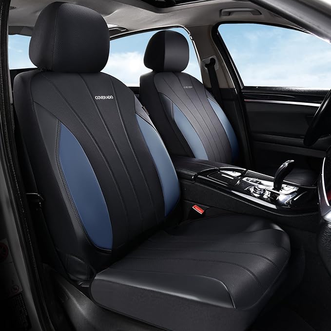Coverado Seat Covers, Red Car Seat Covers Full Set, Automotive Seat Covers 5 Seats, Waterproof Black Car Seat Protectors Universal Fit for SUVs Trucks Sedans
