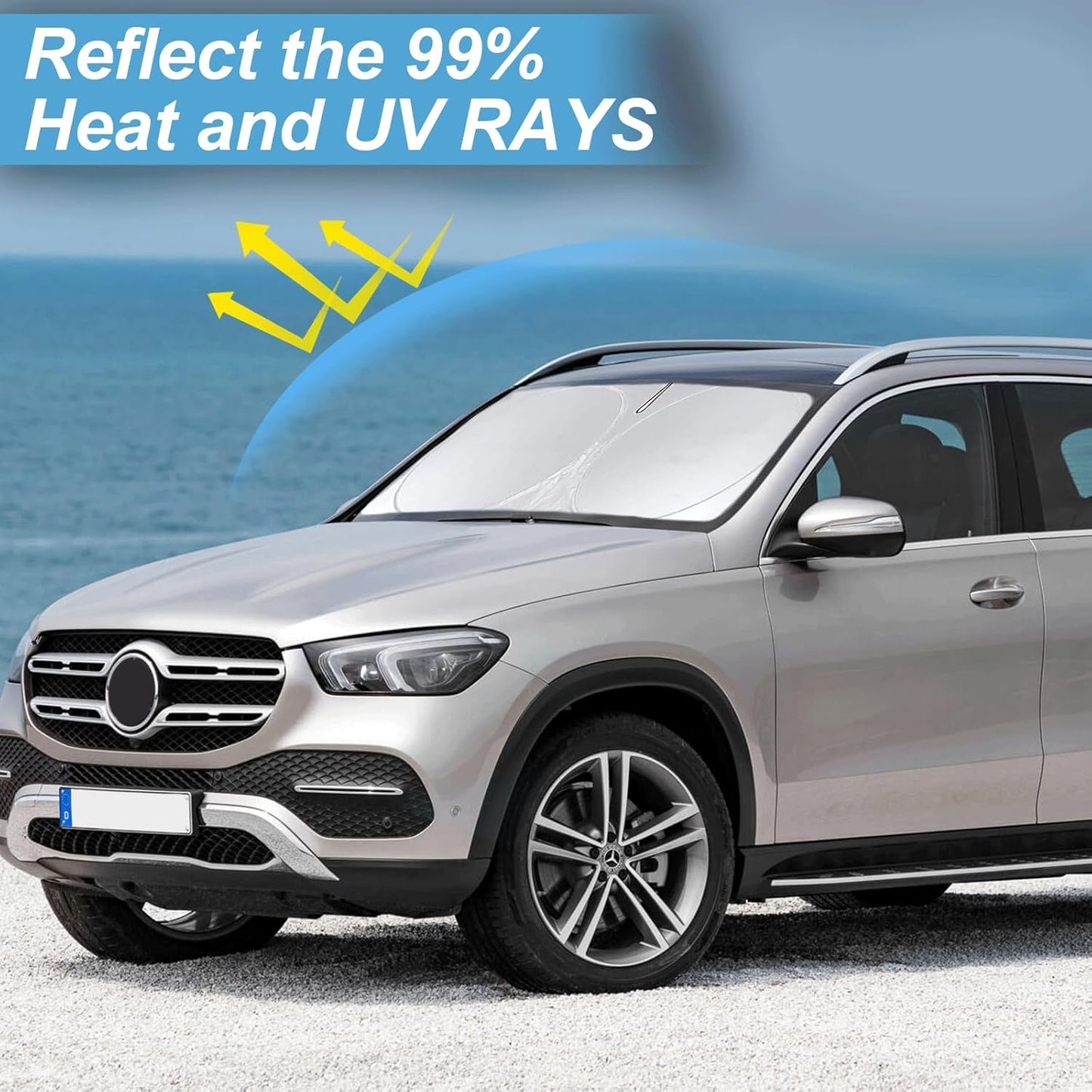 for 2025 E350 Windshield Sun Shade SunShades for Mercedes Benz SLC 2017-2024 Windshield Cover for 2022 Mercedes E-Class Sedan W211 E320 E500 E55 E550 E63 Accessories Sun Visor Protector UV Reflector