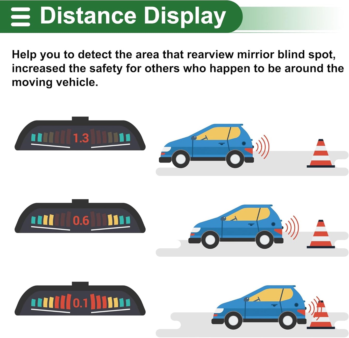 Motoforti Universal Car Auto Vehicle Reverse Backup Radar System Reverse Parking Sensors Alarm Buzzer Reminder Distance Detection Black 2 Pcs Parking Sensors