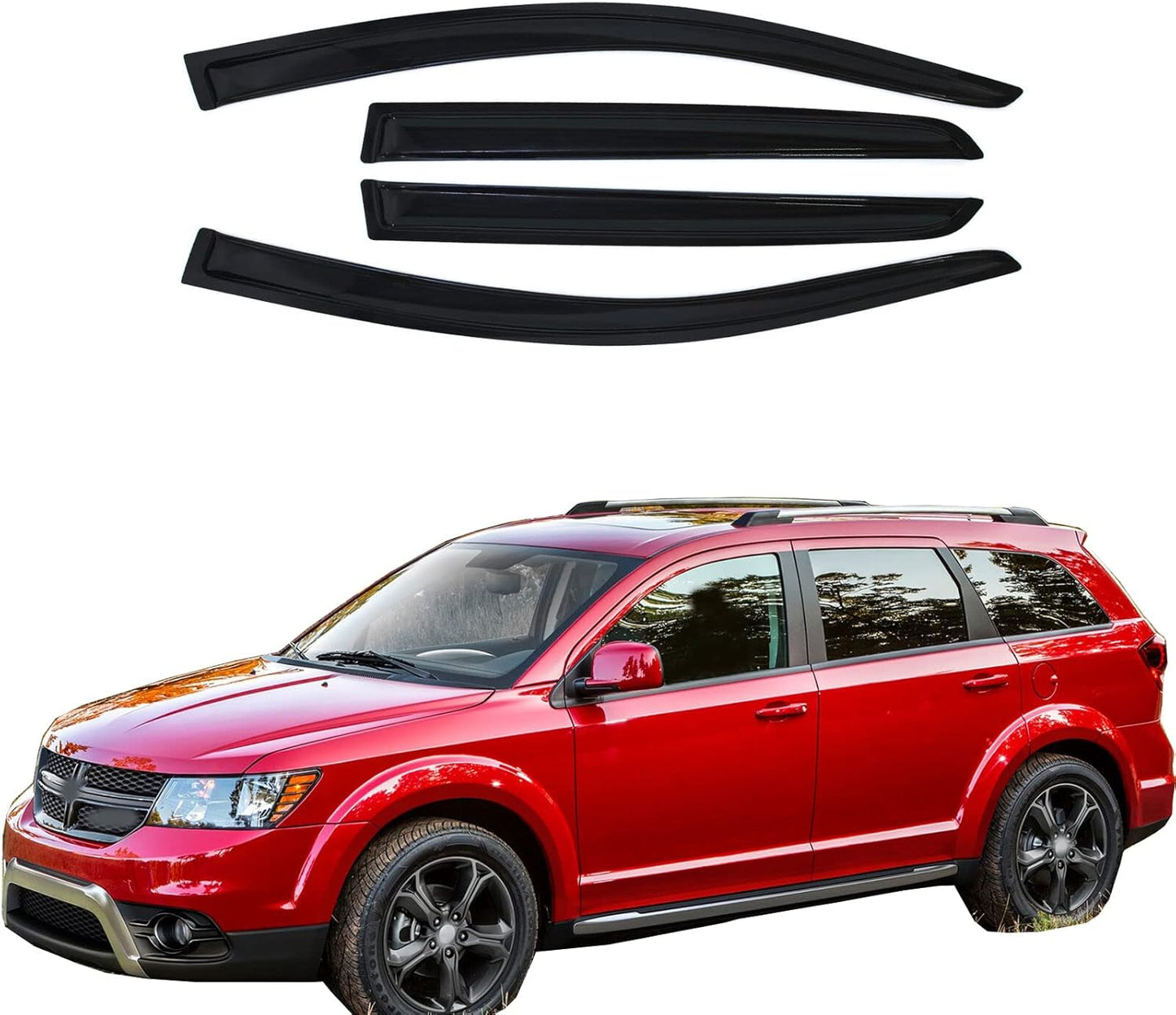 Window Visors Compatible with 2009-2016 Dodge Journey Sun/Rain Guards Wind Deflector 4pc