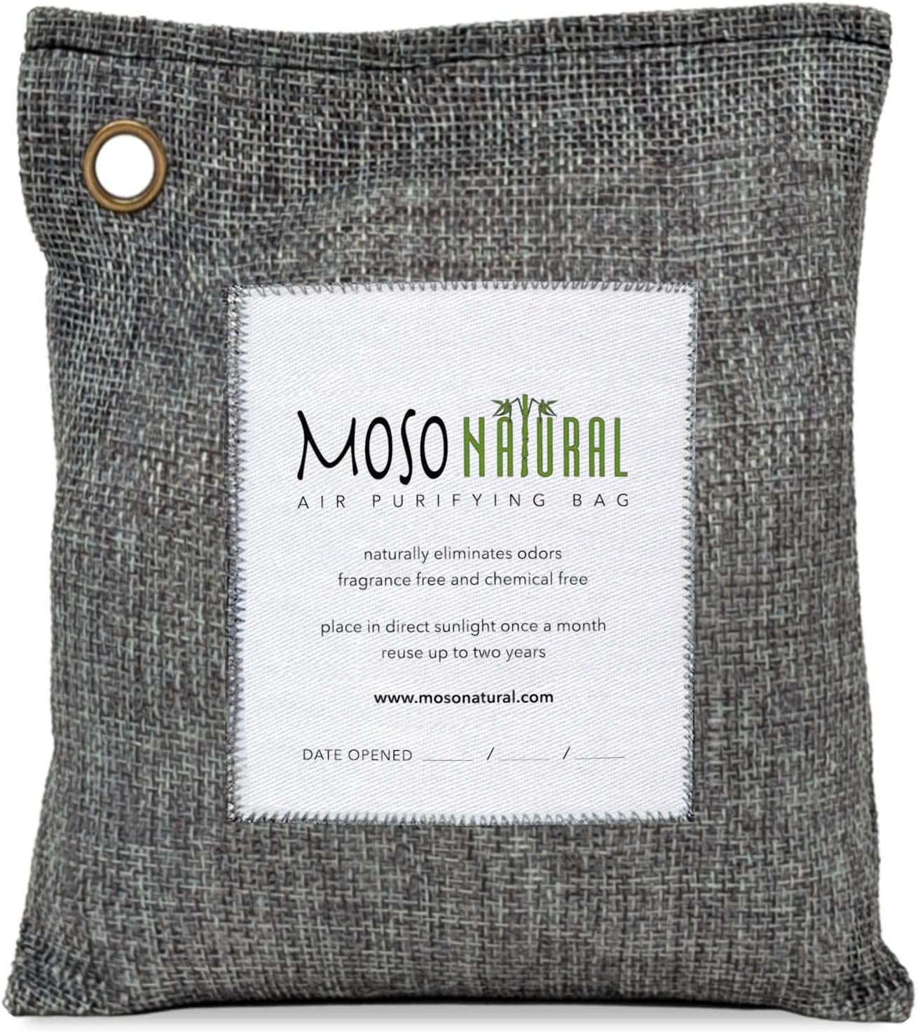 Moso Natural Air Purifying Bag 500g | Premium Bamboo Charcoal Odor Absorber for Home, Bedroom, Kitchen, Basement | Unscented Pet Odor Eliminator | Large Room Charcoal Deodorizer Bag Covers 250sqft