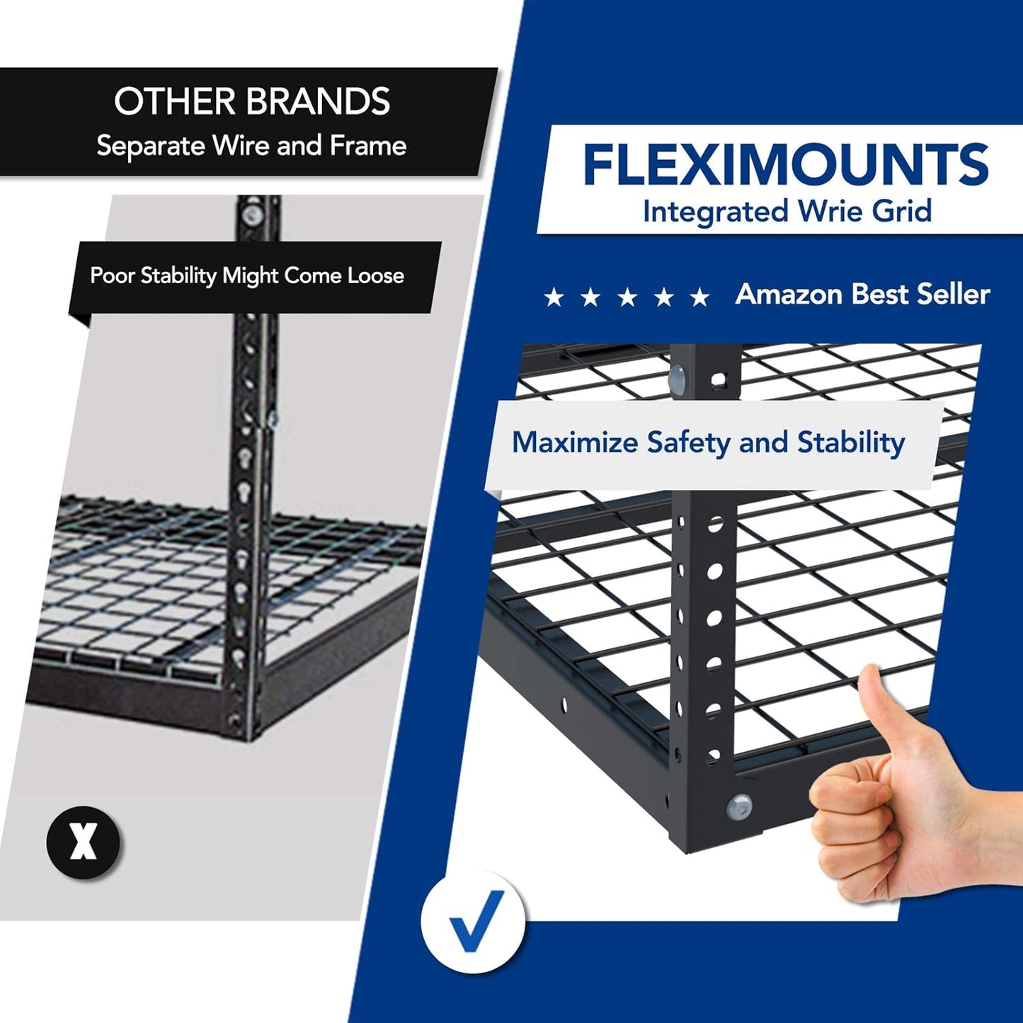FLEXIMOUNTS 3x6 Overhead Garage Storage Adjustable Ceiling Rack 72" Length x 36" Width x 40" Height, 450lbs Weight Capacity, Black