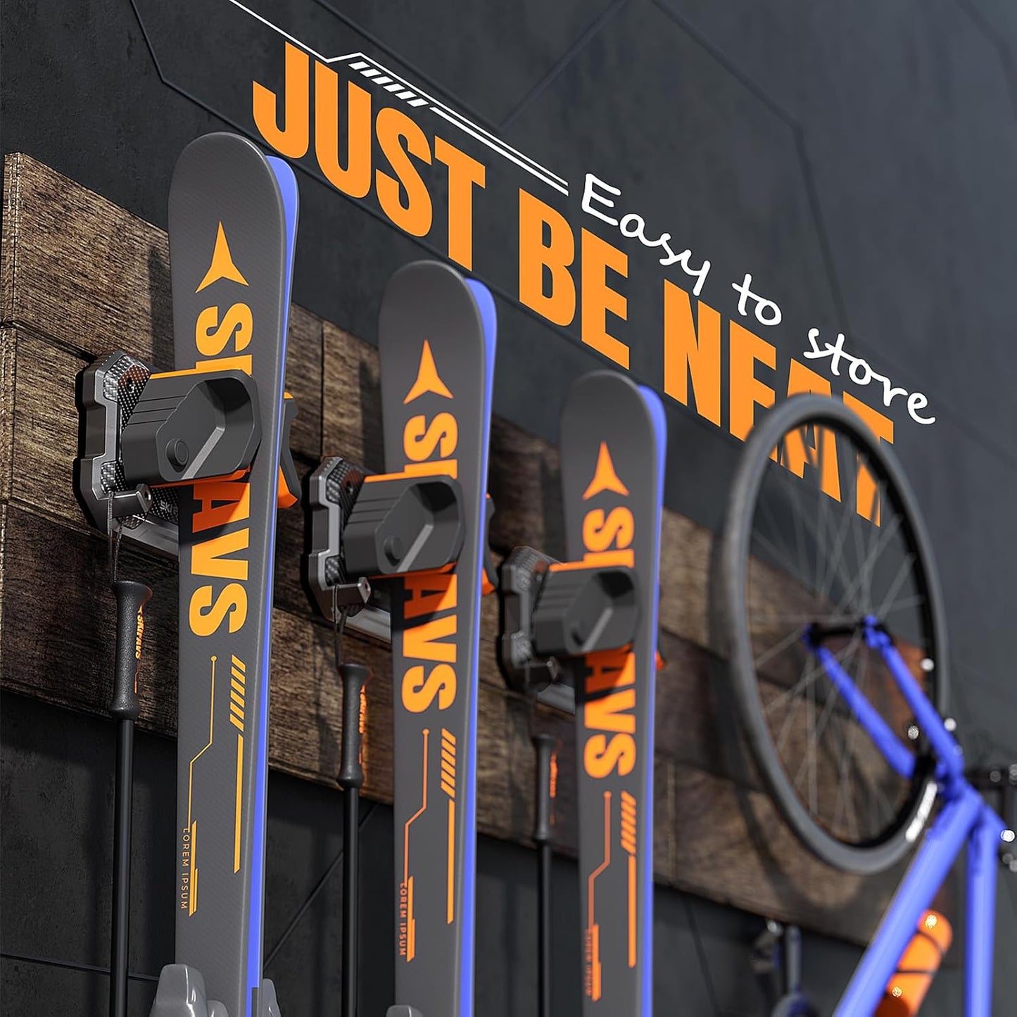 Snowboard Wall Rack for Garage - Fits Any Ski/Board, Damage-Free Storage Mount Holders, Space-Saving Winter Gear Organizer