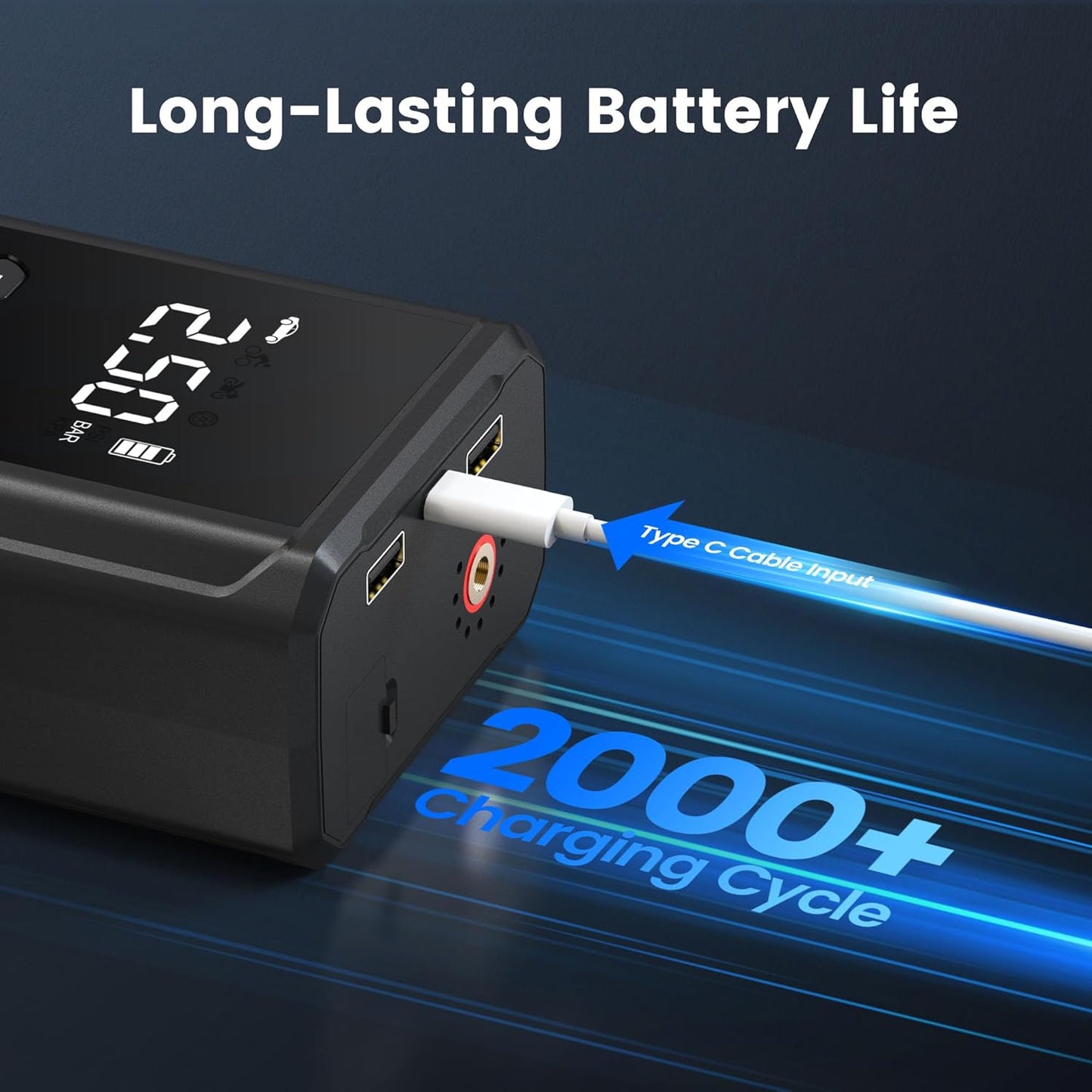 J26 Portable Car Jump Starter with Air Compressor, 3500A 12V Car Battery Booster (All Gas & up to 6.0L Diesel Engines), 150PSI Tire Inflator, Smart Jumper Cables, 3-Mode Emergency Flashlight