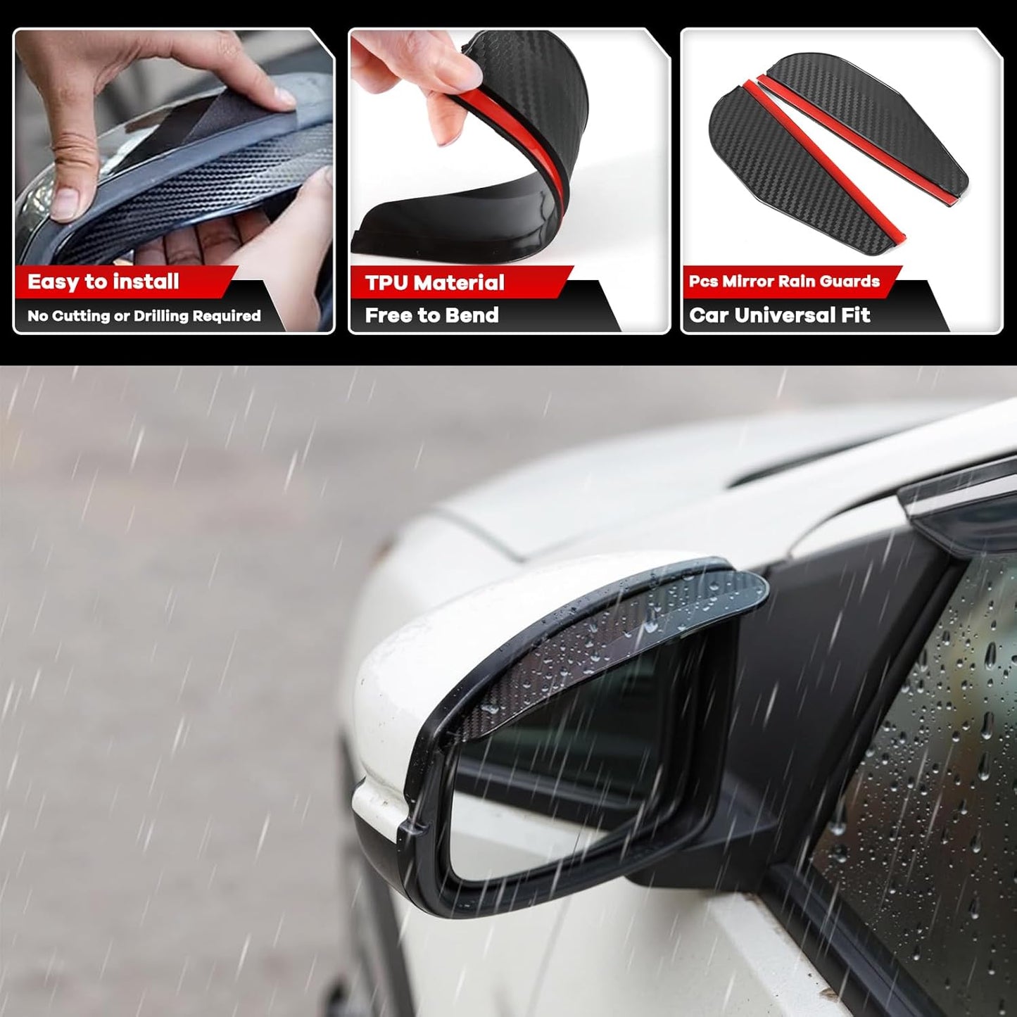 4PCS in Channel Rain Guards for Toyota Tundra Crew Max 2007 2008 2009 2010 2011 2012 2013 2014 2015 2016 2017 2018 2019 2020 2021, Vent Window Visors Shades, Durable Wind Deflectors