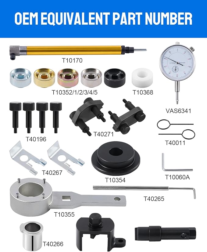 DAYDOOR Camshaft Crankshaft Engine Timing Tool Kit with Storage Case Compatible with Audi VW VAG 2006-2018 EA888 1.8 2.0 TSI TFSI T10355 T10060A T10352 T10368 T40011 T40196 T40268-25 PCS