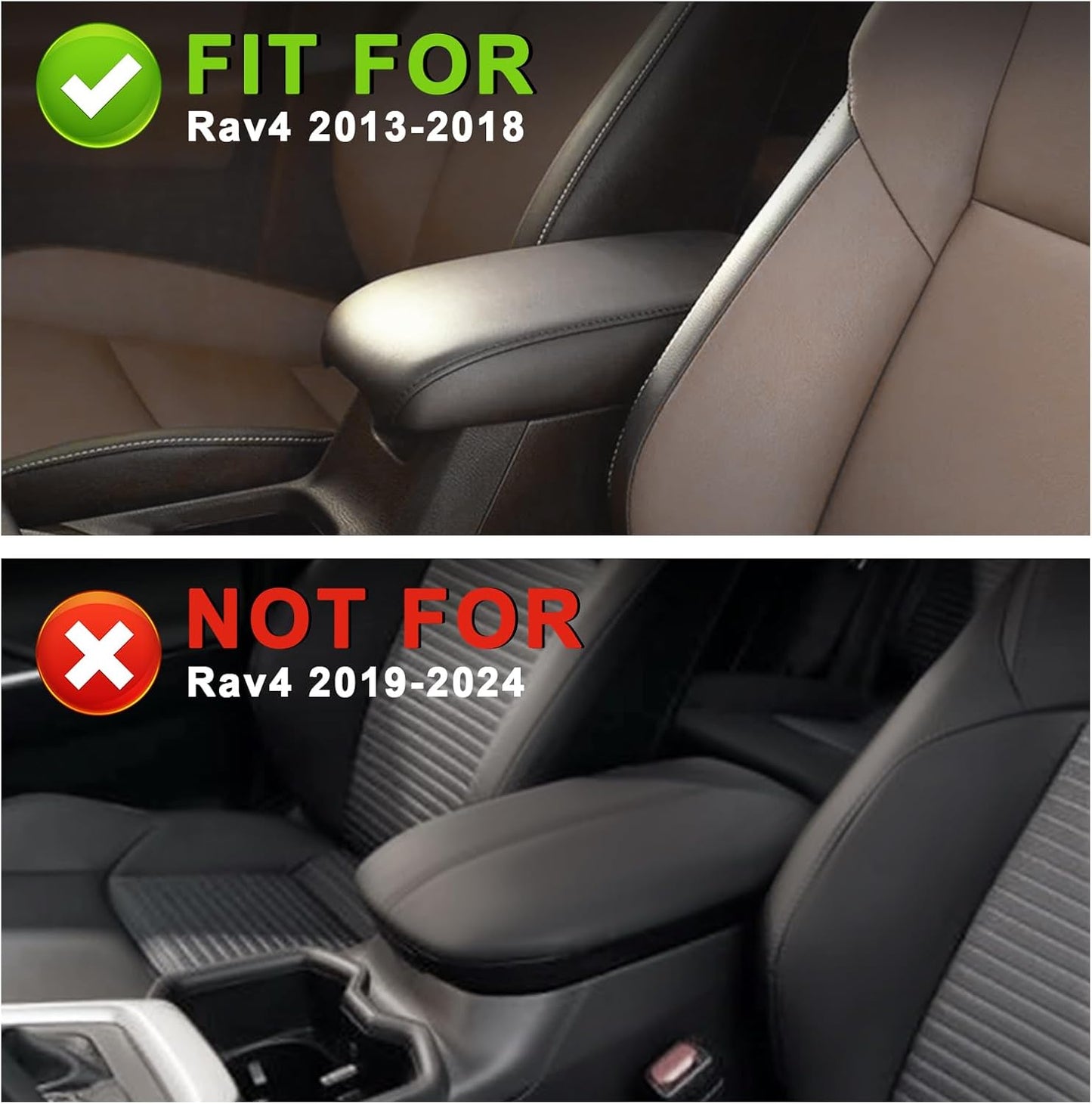 Muslogy Center Console Armrest Cover Compatible with Toyota RAV4 2013-2018 Comfort Armrest Pad Arm Rest Cushion Vegan Leather Protector 1-Inch Extra Thick