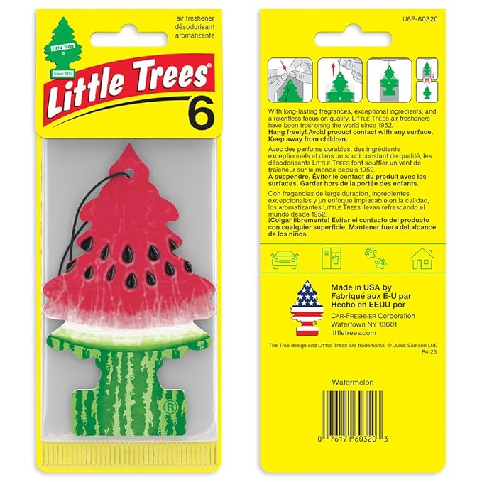LITTLE TREES Car Air Freshener | Hanging Tree Provides Long Lasting Scent for Auto and Home | Watermelon, 24 Air Fresheners