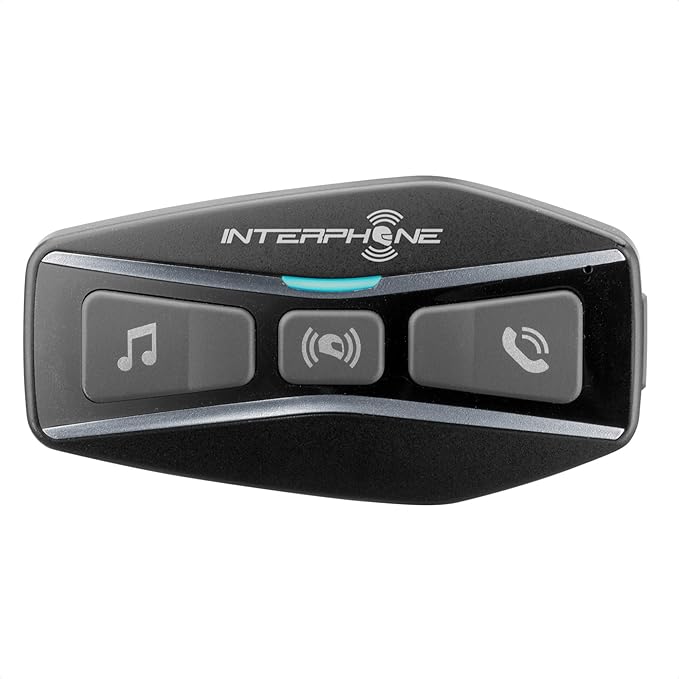 Interphone UCOM4 - Motorcycle Bluetooth Communication - 4 Riders up to 1.6 Km Range - Battery 15Hr - Helmets Headset Compatible TFT and GPS - DSP and Noise Control - Waterproof IP67 - Single Pack