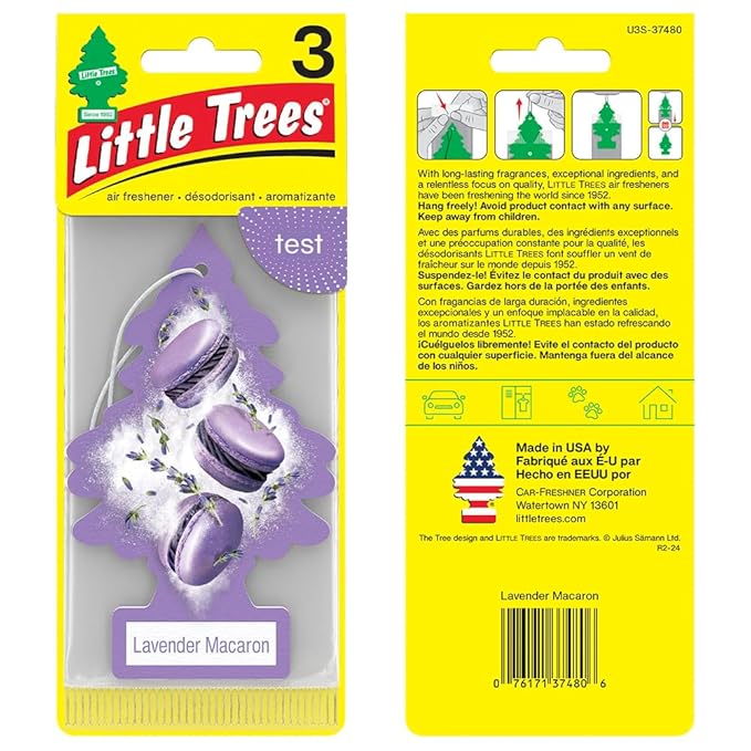 LITTLE TREES Car Air Freshener | Hanging Tree Provides Long Lasting Scent for Auto and Home | Lavender Macaron, 24 Air Fresheners