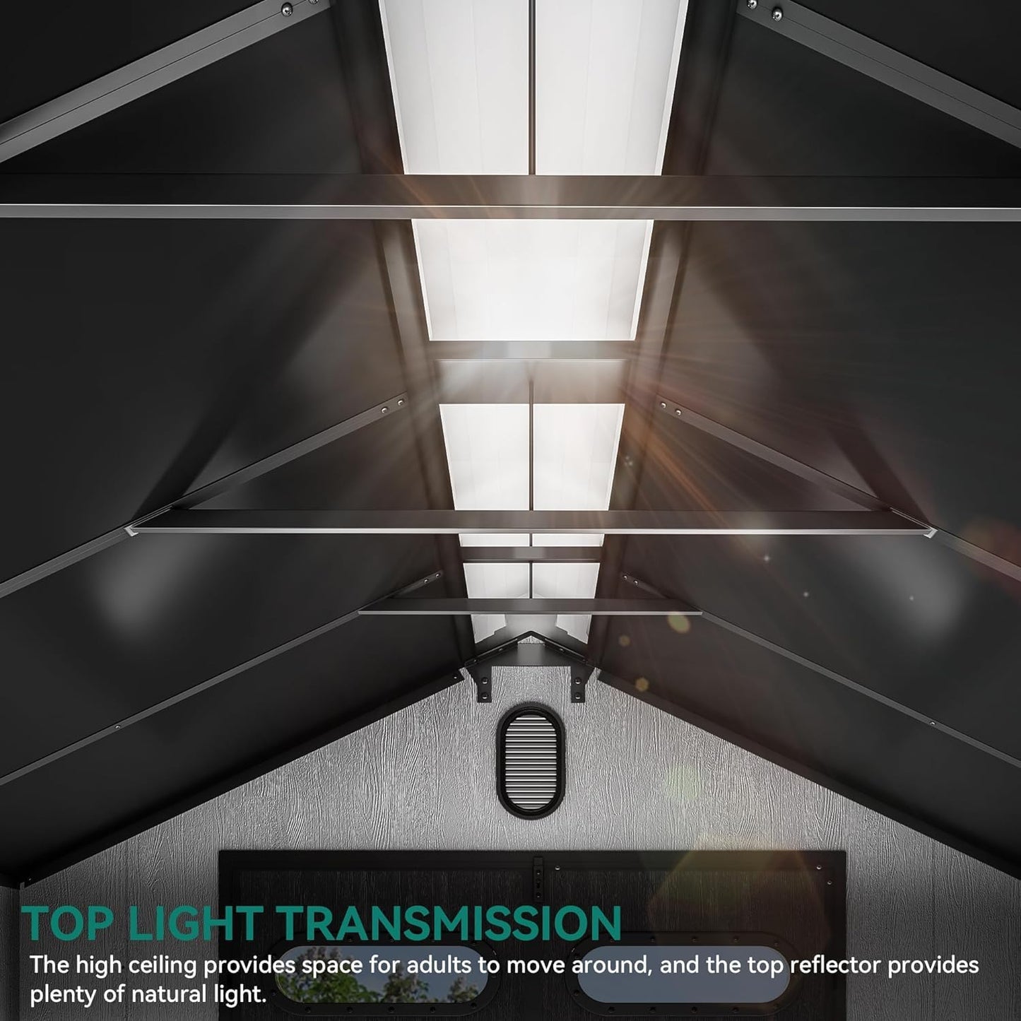 YITAHOME 8x8ft Resin Storage Structure, Outdoor 427 cuft Plastic Garden Storage Unit with Windows, Vents and Lockable Entrance, Waterproof Tool Organizer with Flooring for Lawn Equipment